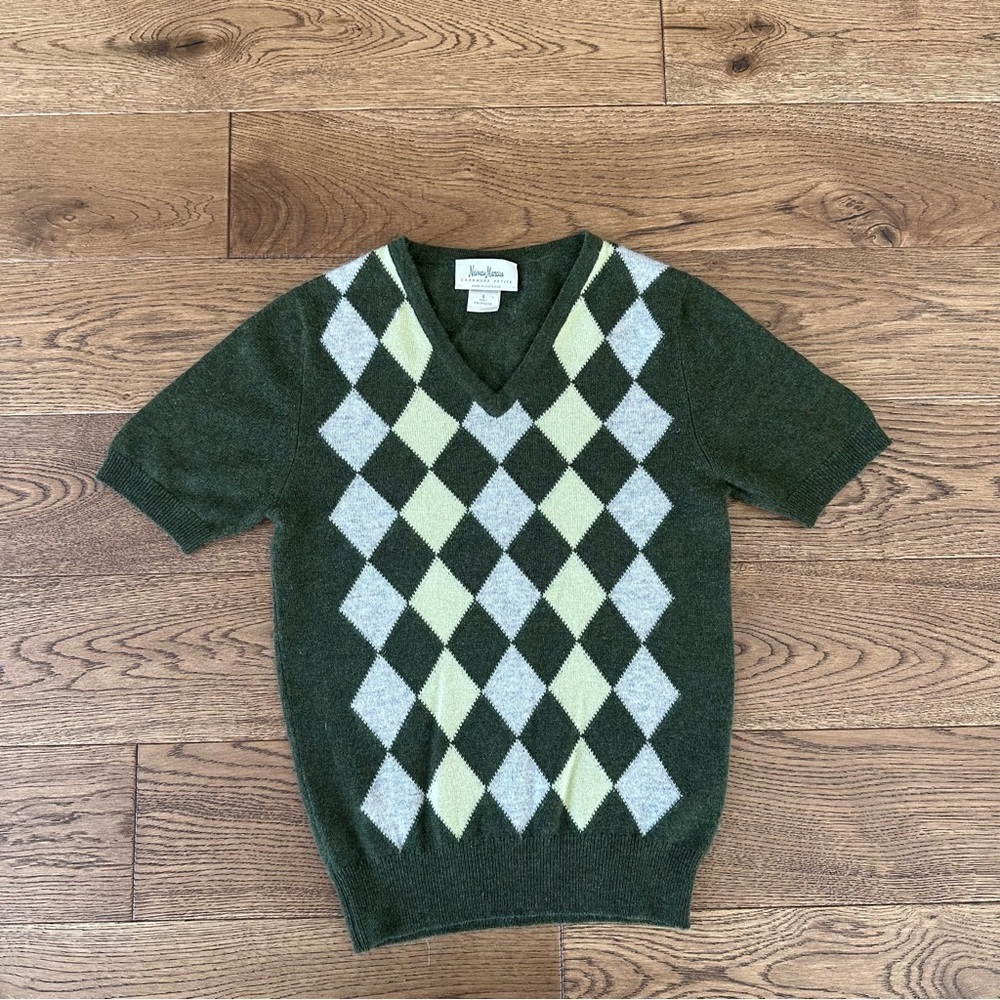 Vintage Neiman Marcus 100% Cashmere Short Sleeve Sweater Top S Petite